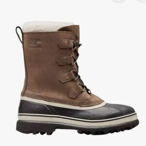 Sorel Brown and Black Winter Lace-Up Leather Rain Boots